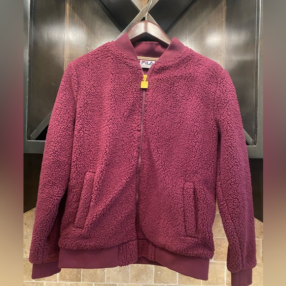 FILA Burgundy Sherpa Jacket (S) - Picture 2 of 7
